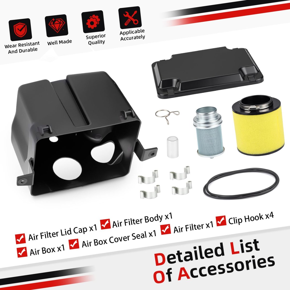 Air Filter Kit And Box Lid Cap With Clip For Honda Foreman 400 Trx400fw 1995 To 2003 450 Se Trx450fe S Trx450fm 1998 2004