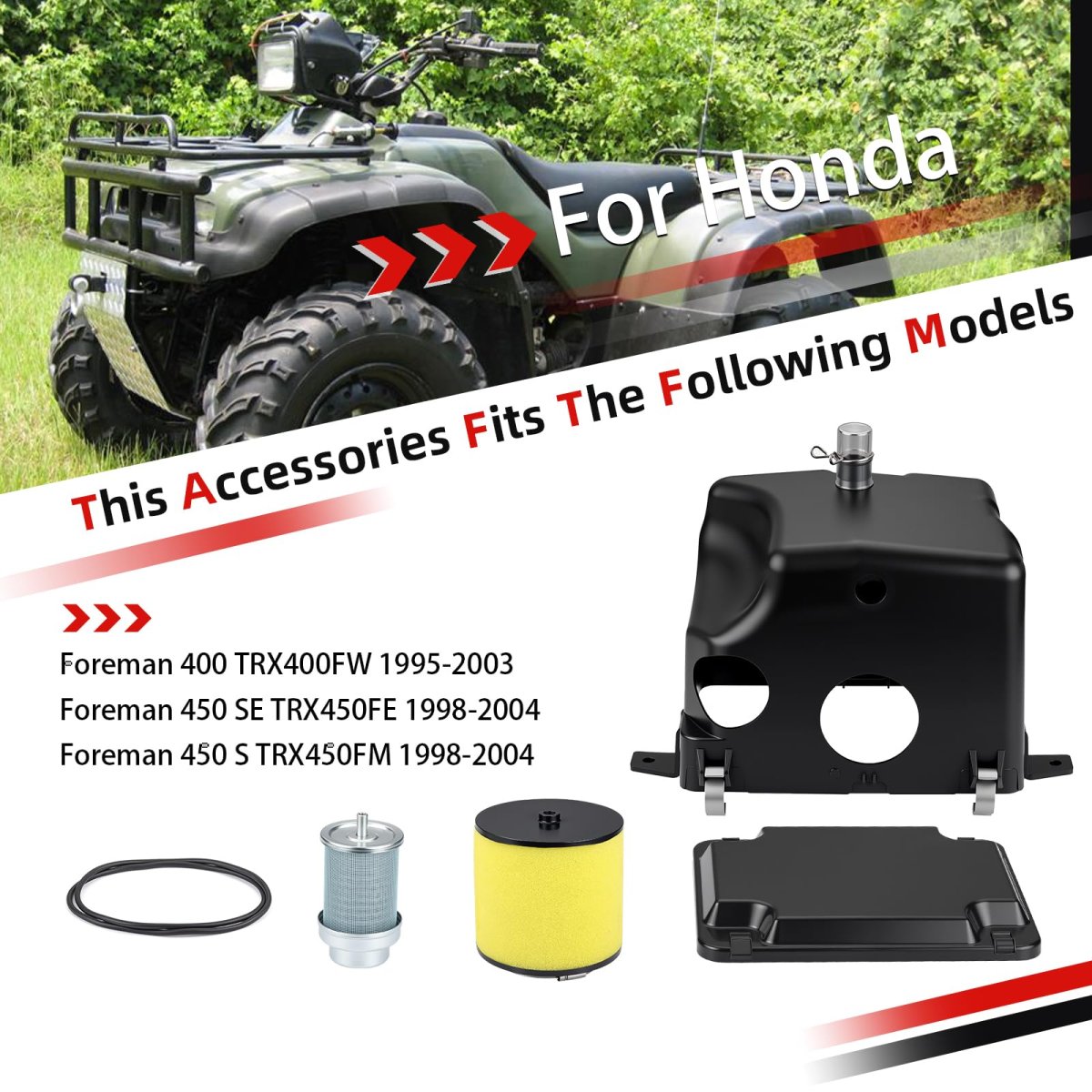 Air Filter Kit And Box Lid Cap With Clip For Honda Foreman 400 Trx400fw 1995 To 2003 450 Se Trx450fe S Trx450fm 1998 2004