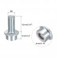 Uxcell M5x12mm Flanged Socket Head Cap Screws 10pcs 8 Grade Carbon Steel Hex Serrated Flange Bolts Machine