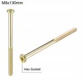 Uxcell M8x130mm Furniture Screw Hex Socket Machine Screws Zinc Plated Fasteners Bolts Half Thread Carbon Steel 5pcs