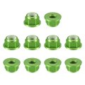 Nylon Insert Hex Lock Nuts 10pcs M5 X 0 8mm Aluminum Alloy Self-locking Anodizing Flange Nut For Fasteners Green 