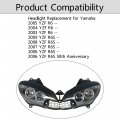 Waltyotur Motorcycle Front Headlight Headlamp Replacement For Yamaha Yzf R6 2003-2005 R6s 2006-2009