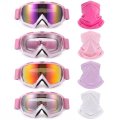 Atv Dirt Bike Motorcycle Goggles And Ice Silk Neck Gaiters 8 Piece Set Women Purple Pink 4 Lens Styles For Off Roading Cycling 
