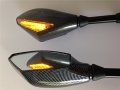 Httmt Mt242- Motorcycle Integrated Led Turn Signals Side Mirrors Compatible With Cruiser Chopper Carbon M10 Bolts Screw