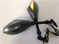 Httmt Mt242- Motorcycle Integrated Led Turn Signals Side Mirrors Compatible With Cruiser Chopper Carbon M10 Bolts Screw