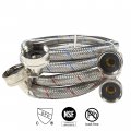 Hqrp Premium Stainless Steel Washing Machine Hoses 90 Degree Elbow 4-ft Burst Proof Red And Blue Striped 4-foot 2-pack