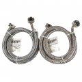 Hqrp Premium Stainless Steel Washing Machine Hoses 90 Degree Elbow 4-ft Burst Proof Red And Blue Striped 4-foot 2-pack