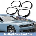 X Autohaux 4pcs Front Headlight Cover Bezel Trim Decoration Car Exterior Accessories For Dodge Challenger 2015 2016 2017 2018