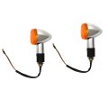 2 Motorcycle Turn Signal Amber Chrome Bullets Flashing Front And Rear Steering Signals 