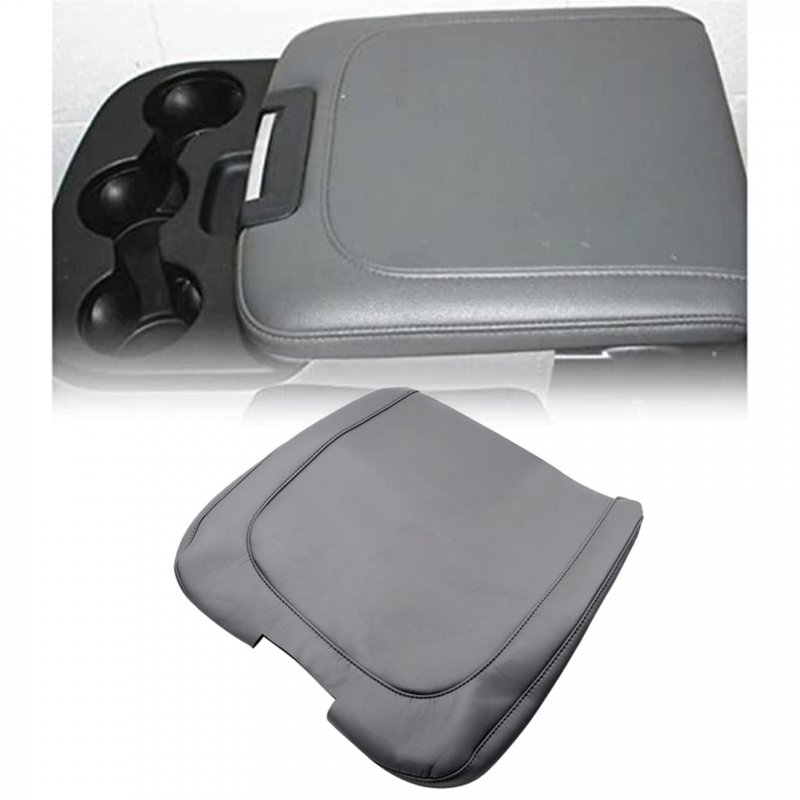 Leather Center Console Armrest Jump Seat Cover Gray For Dodge Ram 2013 2014 2015 2016 2017 2018 Faux Durable All Season