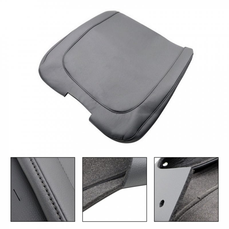 Leather Center Console Armrest Jump Seat Cover Gray For Dodge Ram 2013 2014 2015 2016 2017 2018 Faux Durable All Season