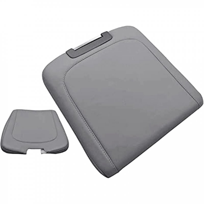 Leather Center Console Armrest Jump Seat Cover Gray For Dodge Ram 2013 2014 2015 2016 2017 2018 Faux Durable All Season