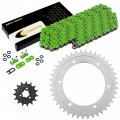 Caltric Green O-ring Drive Chain And Sprockets Kit Compatible With Suzuki Dr650se 1996-2017