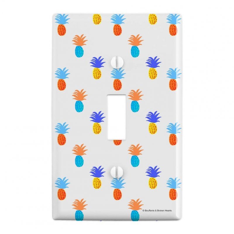 Silly Tropical Pineapples Pattern Plastic Wall Decor Toggle Light Switch Plate Cover