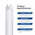 Feit Electric Led 4ft Bulbs T8 32 Watt Equivalent Type A Tube Light Plug Play Tubes Fluorescent Replacement Frosted T848 840
