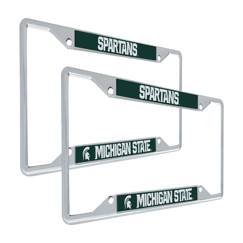 Michigan State University Metal License Plate Frame For Front Or Back Of Car Officially Licensed Mascot 2-pack