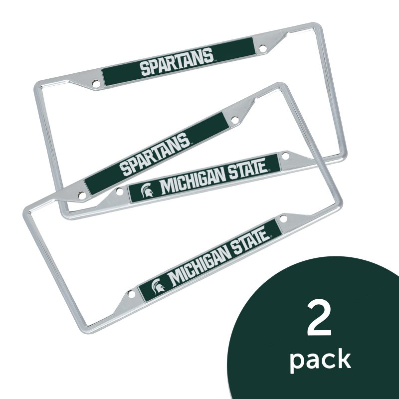 Michigan State University Metal License Plate Frame For Front Or Back Of Car Officially Licensed Mascot 2-pack