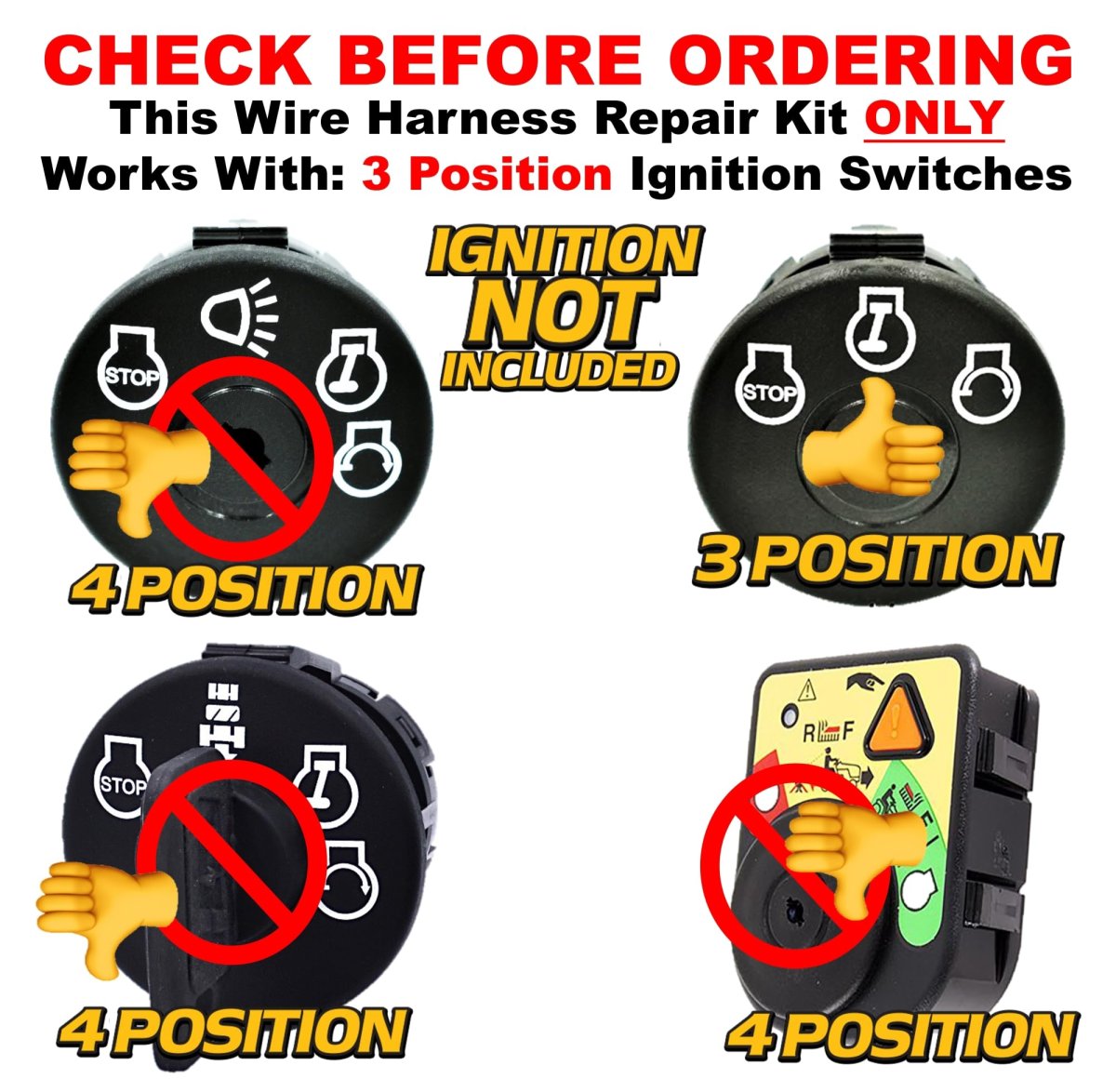 Ignition Switch Wire Harness For John Deere Tca15075 Am101561 With Heavy Duty Corrugate And Insulated Butt Connectors
