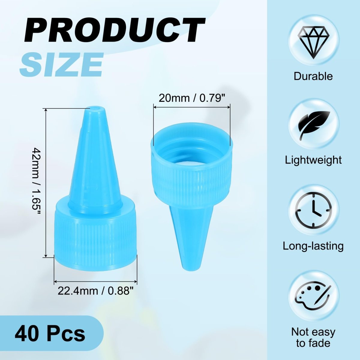 40 Pcs Snip Tip Applicator 0 79 Extra Tips Caps For Glue Replacement Plastic Adhesive Nozzle And Precision Bottle Tubes