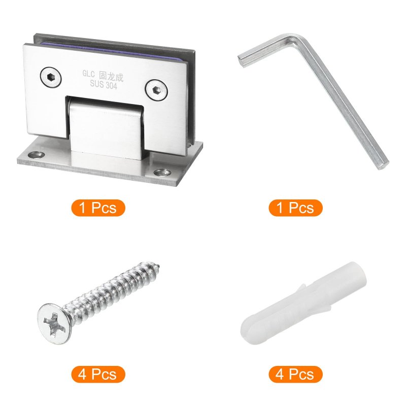 90 Degree Glass Door Hinge For 8-12mm 0 31 -0 47 304 Stainless Steel Cupboard Showcase Cabinet Clamp Silver Ton Degree Glass