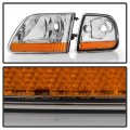 Acanii For 1997-2003 Ford F150 Chrome Housing Harley Davidson Style Headlights W Corner Lamps Assembly Left Right