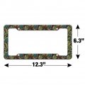 Floral Fruit Vines Black Pattern License Plate Tag Frame
