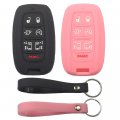 2 Pack Silicone 7 Button Smart Key Fob Cover Case With Keychain For Chrysler Voyager 2020 2021 2022 And Pacifica 2017 Black 
