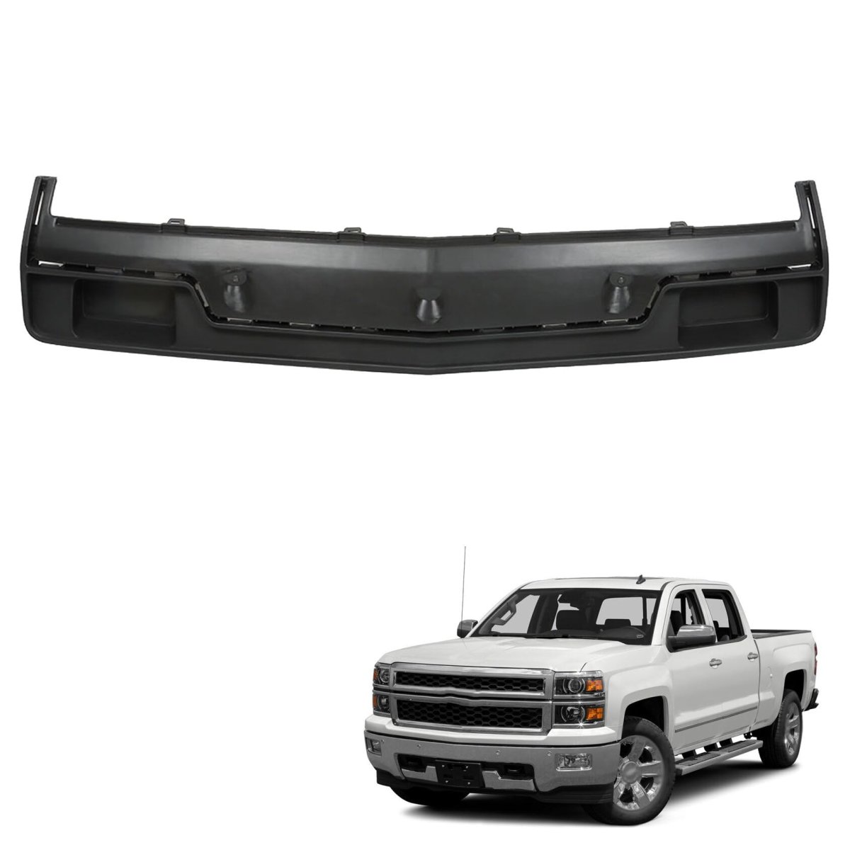 Front Bumper Filler Panel For 2014 2015 Silverado 1500 Black Plastic With Impact Bar Skid Plate Without Tow Hooks Hole Part