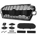 Auto Dynasty Rs4 Style Front Grille Grill Assembly For 2020-2022 Audi A4 Quattro S4 With Parking Sensor Holes Glossy Black 