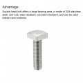 Uxcell Square Head Bolt 5pcs M8x25mm Fully Thread 304 Stainless Steel Grade C Machine Screws