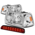 Auto Dynasty For Ford Ranger Pair Of Chrome Housing Amber Corner Headlight Red Lens Led 3rd Brake Light 