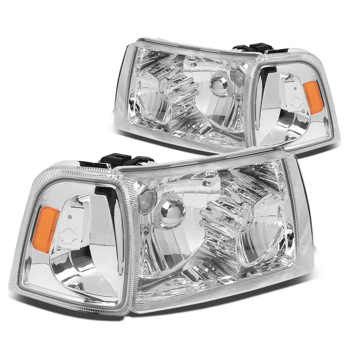 Auto Dynasty For Ford Ranger Pair Of Chrome Housing Amber Corner Headlight Red Lens Led 3rd Brake Light