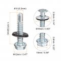 Uxcell 14 X 1-1 4 Self Drilling Screws With Rubber Washer 25pcs Zinc Plated Steel Roofing Hex Head Tapping Epdm For Metal To