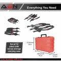 Abn Heavy Duty Snap Ring Pliers Set Of 12 C Clip Specialty Tools For Automotive Angled Retaining Removal Tool In 0 45 And 90