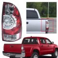 Waltyotur Replacement For 2005-2015 Tacoma Pickup Truck Red Clear Rear Tail Lights Brake Lamps Passenger Side