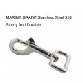 Single Ended Scuba Bolt Snap Stainless Steel 316 Heavy Duty Locking Swivel Hook Size 67mm 2