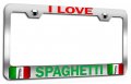 I Love Spaghetti Italian Italy Chrome Metal License Plate Frame Tag Holder E84 
