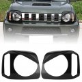 Duokon 2pcs Car Front Headlight Cover Headlamp Trim Decor Fit For Jimny 2007a 2017 Black Abs