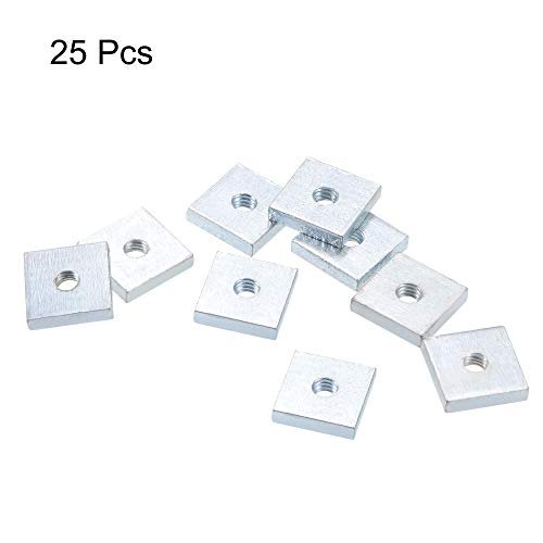 Uxcell Square Nuts M4x13mmx3mm Zinc-plated Metric Coarse Thread Assortment Kit 25 Pcs