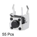 55pcs Momentary Pcb Side Mounting Fixed Bracket Pushbutton Push Button Tact Tactile Switch Dip 2 Terminals 6x6x5mm