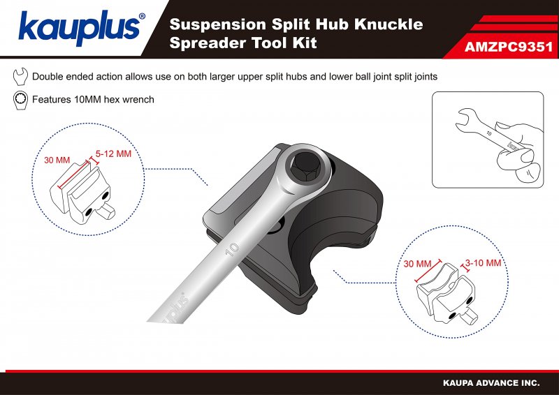 Suspension Strut Spreader Tool For Shock Absorber Ram And Ball Joint Splitter Amzpc9351-1 Hub Steering Knuckle Separator With