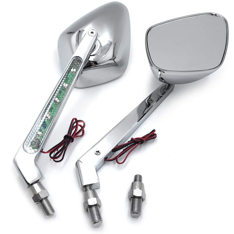 Led Turn Signal Integrated Diamond Mirrors Chrome For Cruiser Bikes Royal Star Stratoliner Roadliner Road V Warrior Max Virago