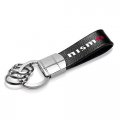 Ipick Image Compatible With Nissan Nismo Chrome Round Hook Real Black Leather Loop Key Chain