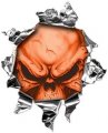 Weston Ink Reflective Mini Rip Torn Metal Bullet Hole Style Graphic Decal Stricker With Orange Demon Skull 