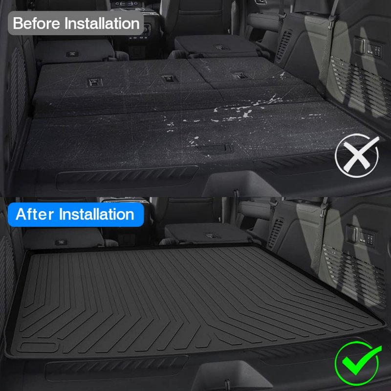 T Tgbros Cargo Mat Custom Fit For 2021-2023 2024 Chevrolet Suburban Gmc Yukon Xl Accessories All Weather Liner Rear Trunk Black