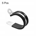 Uxcell 1-3 4 45mm Cable Clamp 304 Stainless Steel Rubber Cushioned Insulated R Shape Metal 5pcs