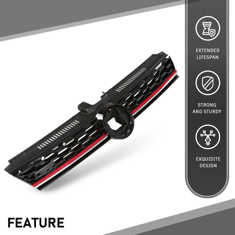 Front Bumper Hood Grille W Red Trim For Volkswagen Golf 7 5 2017-2019 5gm853651agcee 5gm853651ajcee