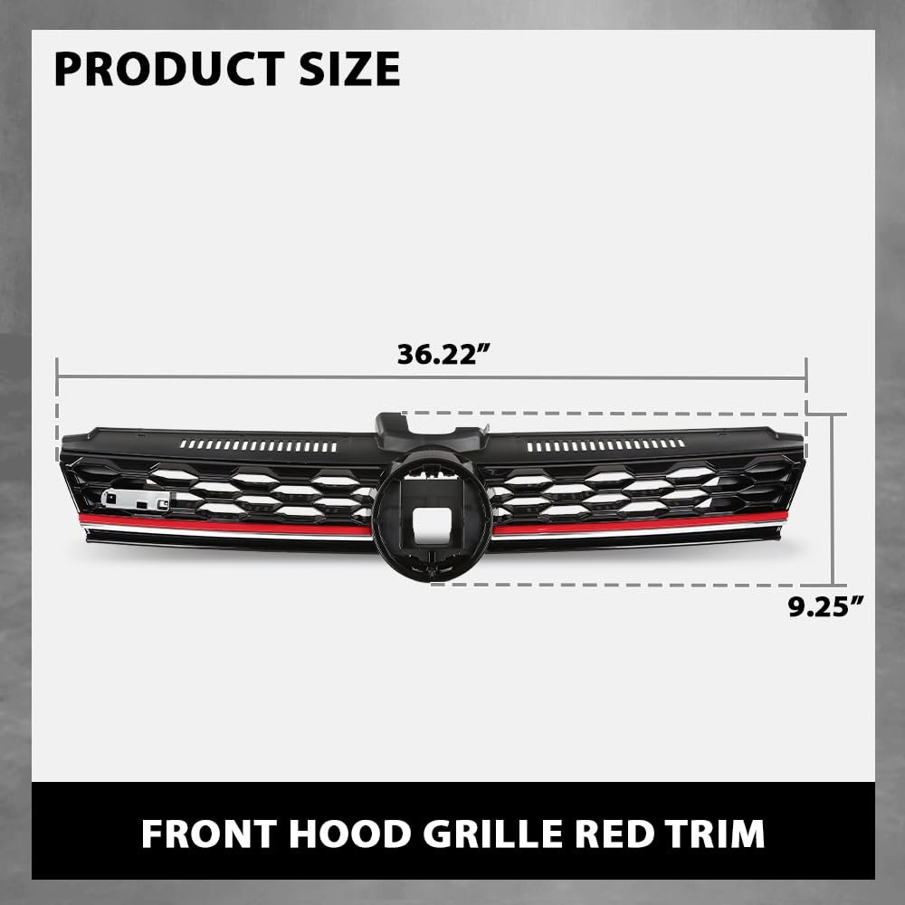 Front Bumper Hood Grille W Red Trim For Volkswagen Golf 7 5 2017-2019 5gm853651agcee 5gm853651ajcee