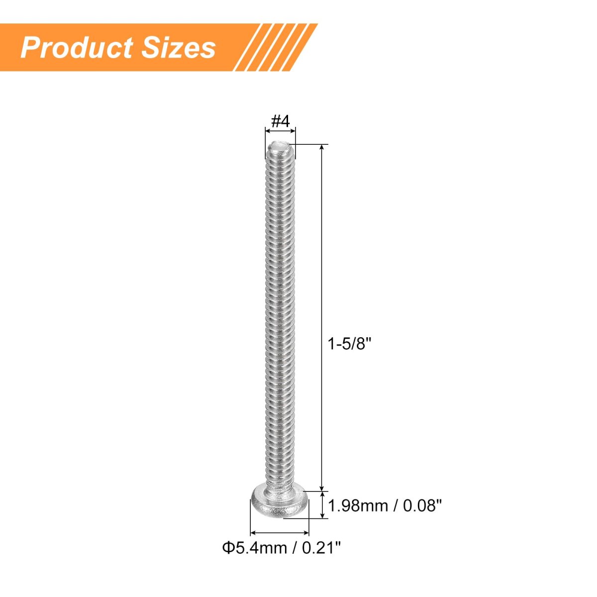4-40x1-5 8 Pan Head Machine Screws 304 Stainless Steel Screw Phillips Drive Fully Threaded Bright Finish Pack Of 20