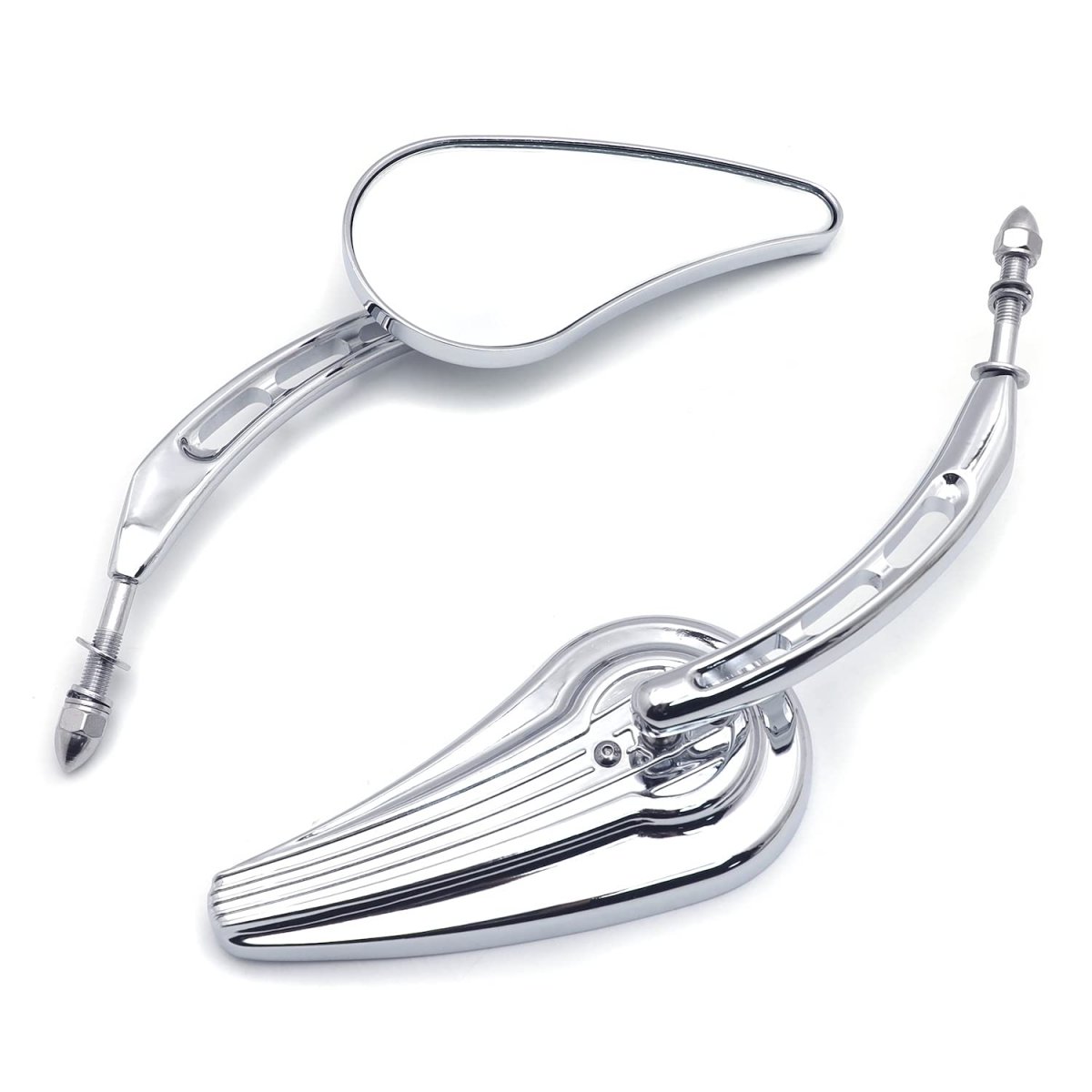 Httmt Mt382d- Chrome Raindrop Side Mirrors For H-d 1982-later All Models Except Vrscf 2014-later Flhtkse Flhrse6 Flhr And Flhrc